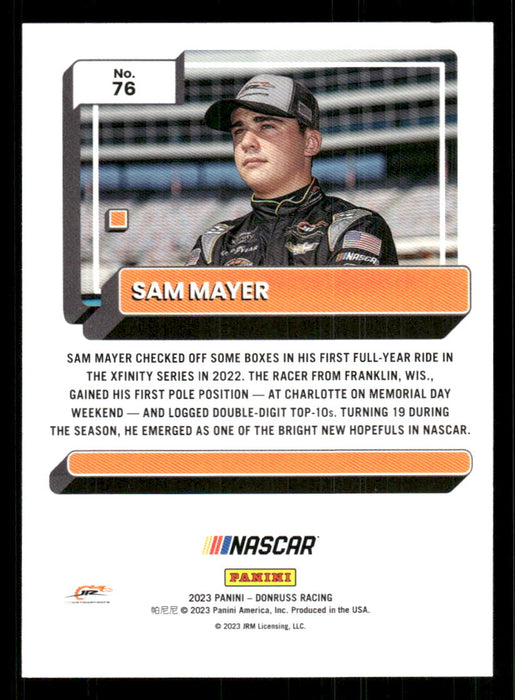 Sam Mayer 2023 Panini Donruss Racing Drivers Base Back of Card
