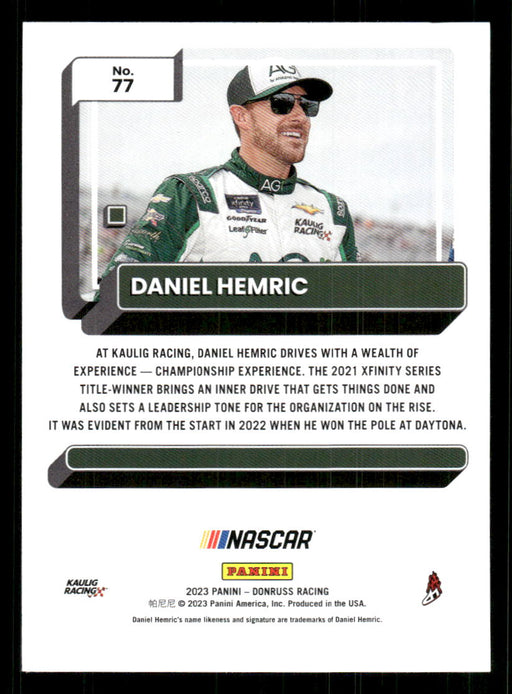 Daniel Hemric 2023 Panini Donruss Racing Drivers Base Back of Card