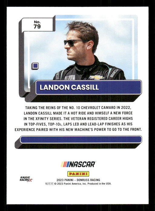 Landon Cassill 2023 Panini Donruss Racing Drivers Base Back of Card