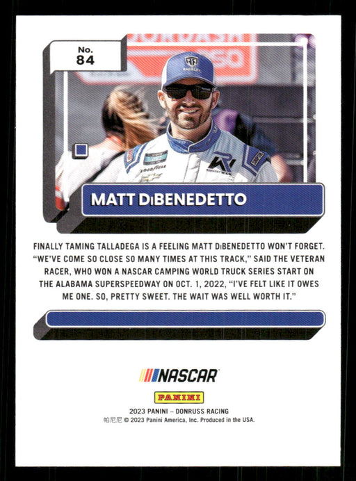 Matt DiBenedetto 2023 Panini Donruss Racing Drivers Base Back of Card