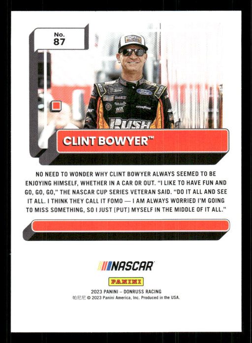 Clint Bowyer 2023 Panini Donruss Racing Drivers Base Back of Card