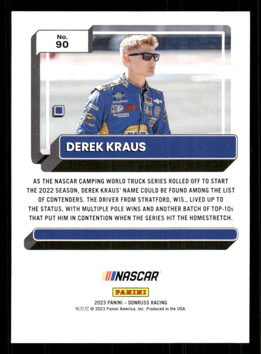 Derek Kraus 2023 Panini Donruss Racing Drivers Base Back of Card