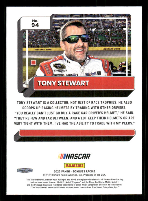 Tony Stewart 2023 Panini Donruss Racing Drivers Base Back of Card
