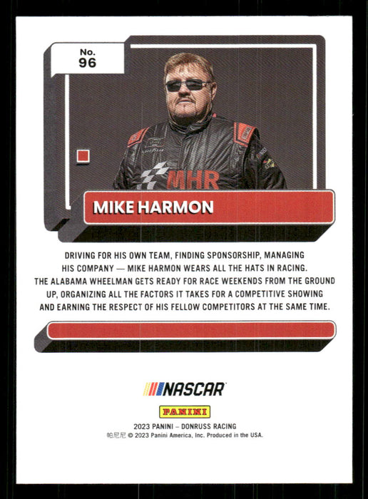 Mike Harmon 2023 Panini Donruss Racing Drivers Base Back of Card