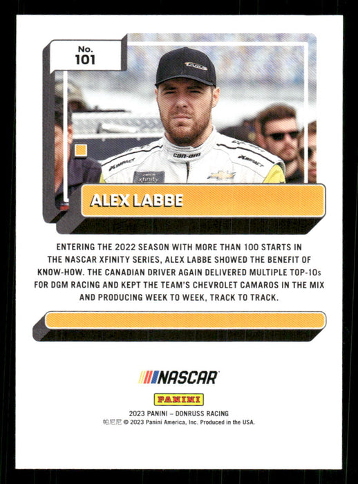 Alex Labbe 2023 Panini Donruss Racing Drivers Base Back of Card