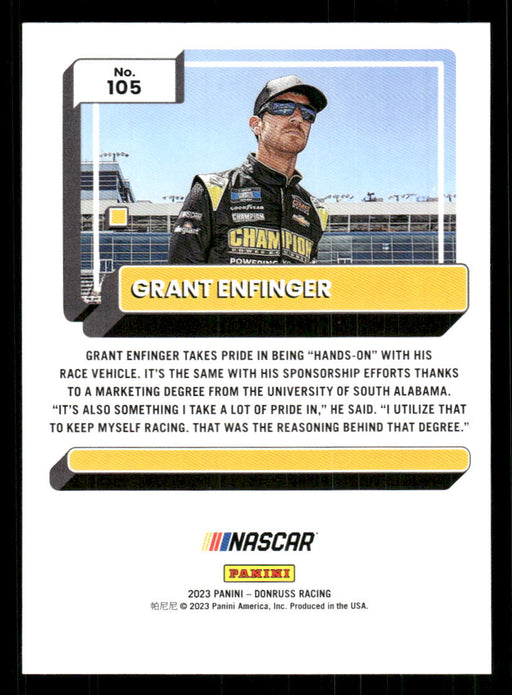 Grant Enfinger 2023 Panini Donruss Racing Drivers Base Back of Card