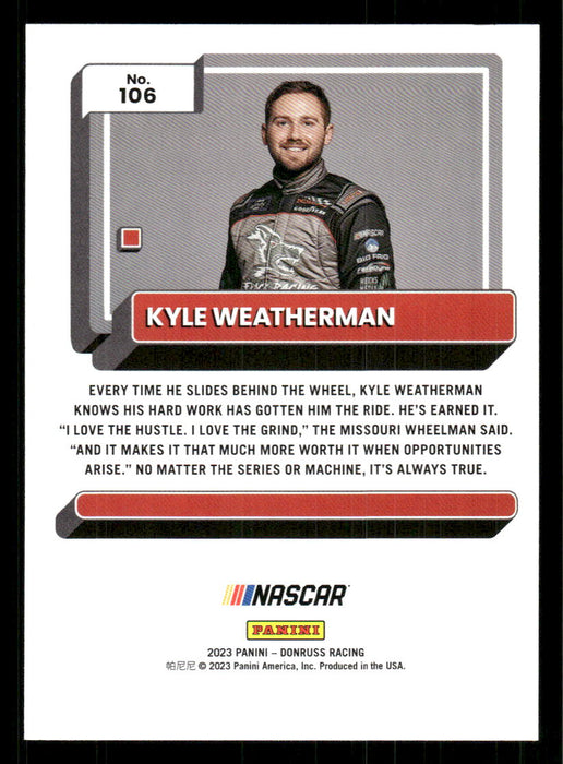 Kyle Weatherman 2023 Panini Donruss Racing Drivers Base Back of Card