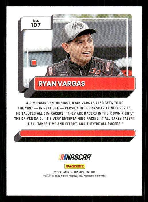 Ryan Vargas 2023 Panini Donruss Racing Drivers Base Back of Card