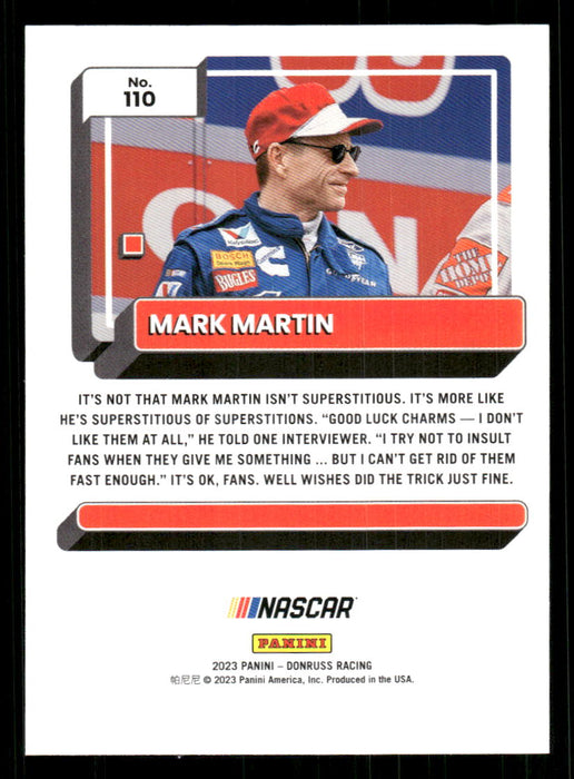 Mark Martin 2023 Panini Donruss Racing Drivers Base Back of Card