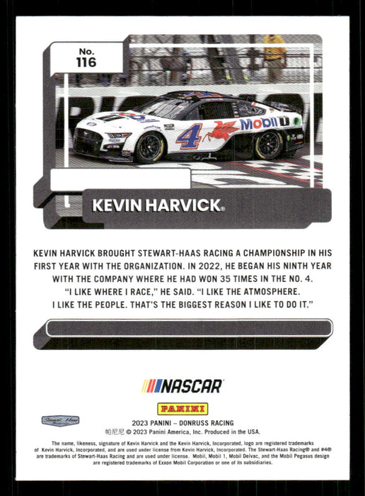 Kevin Harvick 2023 Panini Donruss Racing Cars Base Back of Card