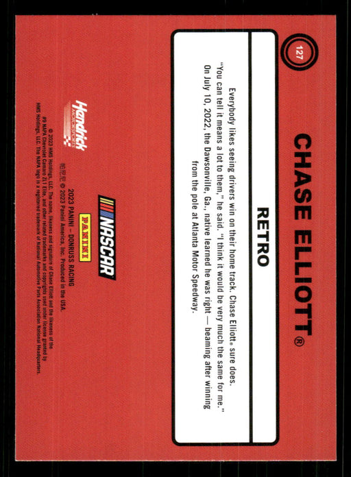 Chase Elliott 2023 Panini Donruss Racing Retro 1990 Base Back of Card