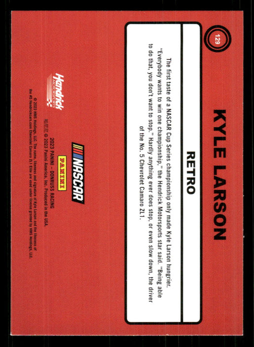 Kyle Larson 2023 Panini Donruss Racing Retro 1990 Base Back of Card