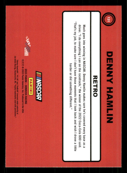 Denny Hamlin 2023 Panini Donruss Racing Retro 1990 Base Back of Card