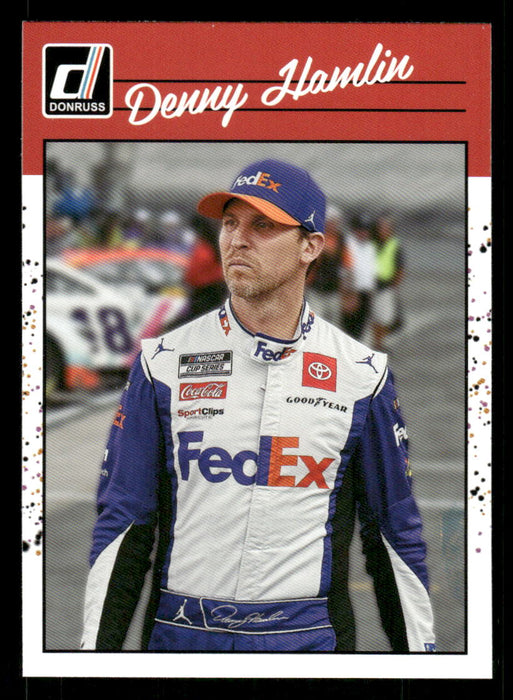 Denny Hamlin 2023 Panini Donruss Racing Retro 1990 Base Front of Card