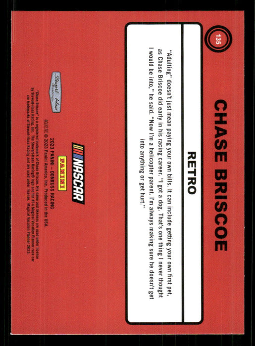 Chase Briscoe 2023 Panini Donruss Racing Retro 1990 Base Back of Card