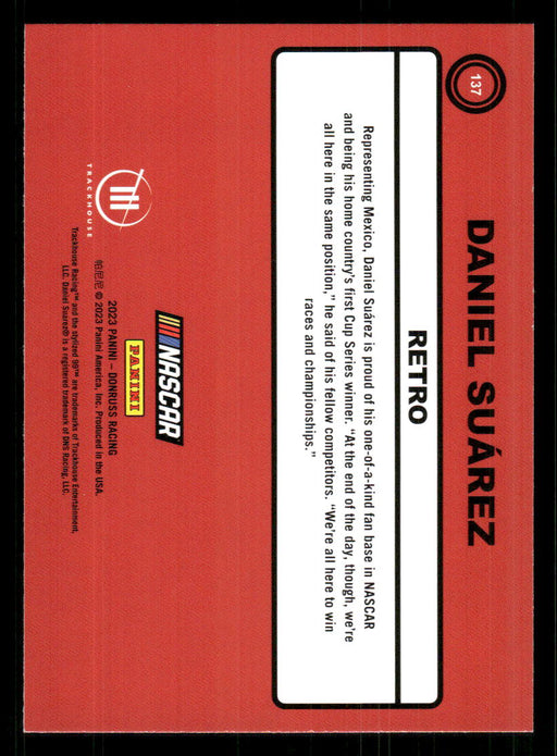 Daniel Suarez 2023 Panini Donruss Racing Retro 1990 Base Back of Card