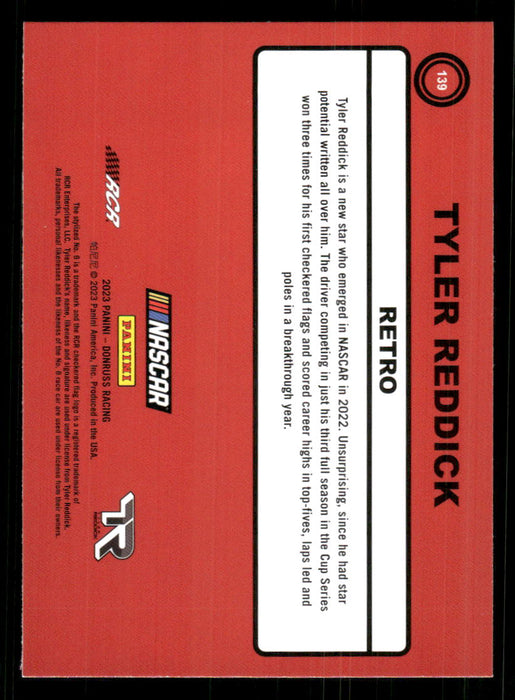 Tyler Reddick 2023 Panini Donruss Racing Retro 1990 Base Back of Card