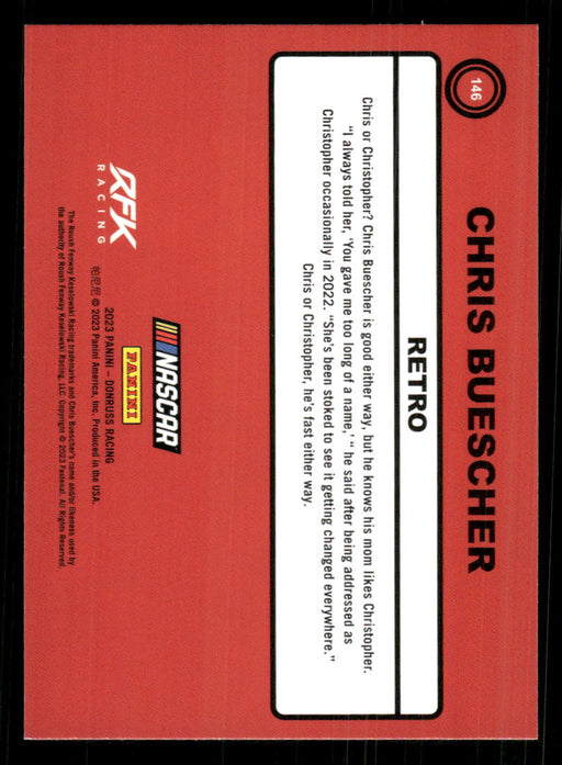 Chris Buescher 2023 Panini Donruss Racing Retro 1990 Base Back of Card