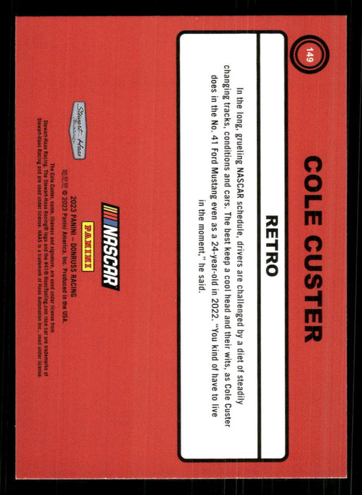Cole Custer 2023 Panini Donruss Racing Retro 1990 Base Back of Card