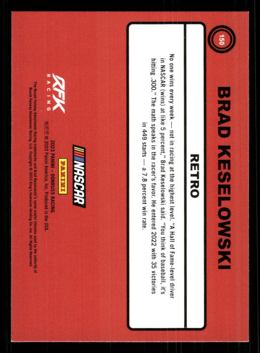 Brad Keselowski 2023 Panini Donruss Racing Retro 1990 Base Back of Card