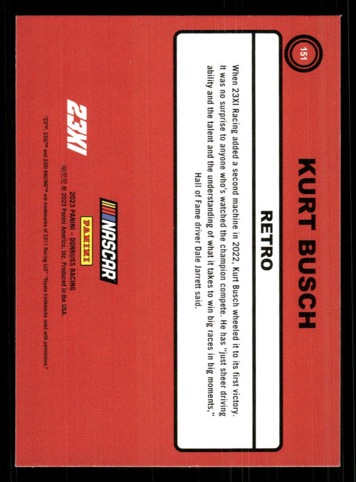 Kurt Busch 2023 Panini Donruss Racing Retro 1990 Base Back of Card
