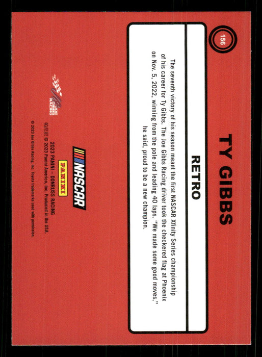 Ty Gibbs 2023 Panini Donruss Racing Retro 1990 Base Back of Card