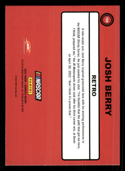 Josh Berry 2023 Panini Donruss Racing Retro 1990 Base Back of Card