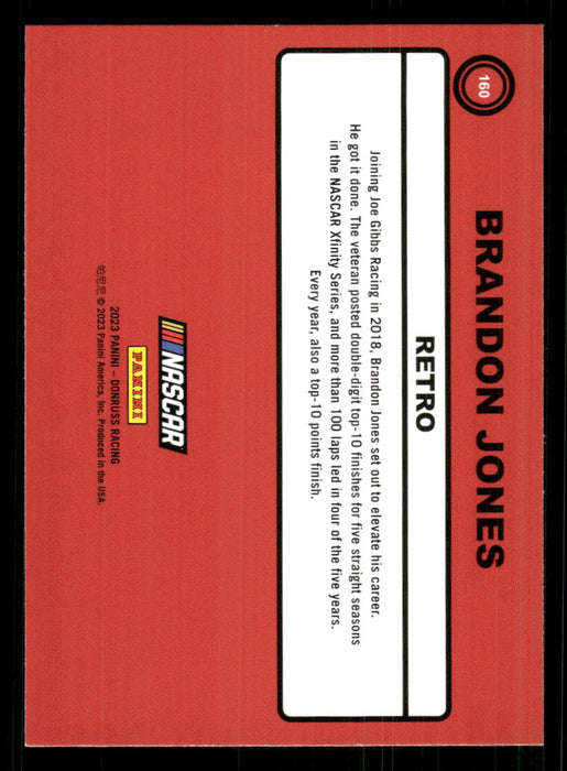 Brandon Jones 2023 Panini Donruss Racing Retro 1990 Base Back of Card