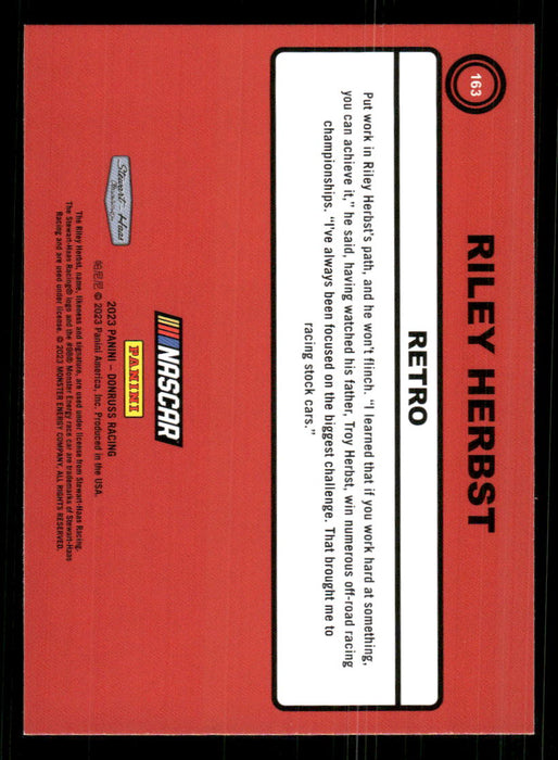 Riley Herbst 2023 Panini Donruss Racing Retro 1990 Base Back of Card