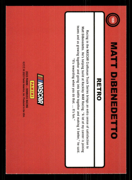 Matt DiBenedetto 2023 Panini Donruss Racing Retro 1990 Base Back of Card