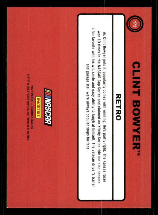 Clint Bowyer 2023 Panini Donruss Racing Retro 1990 Base Back of Card
