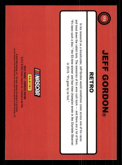 Jeff Gordon 2023 Panini Donruss Racing Retro 1990 Base Back of Card