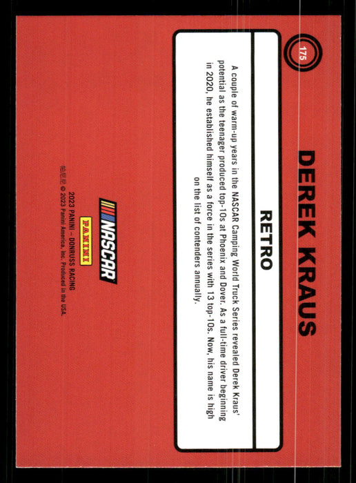 Derek Kraus 2023 Panini Donruss Racing Retro 1990 Base Back of Card
