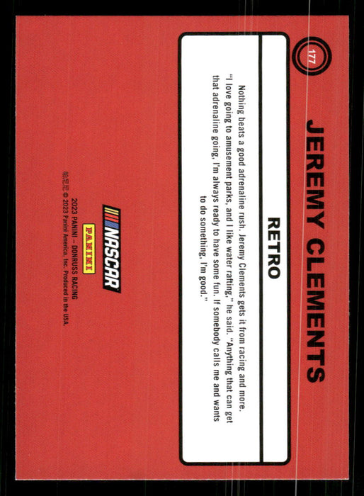 Jeremy Clements 2023 Panini Donruss Racing Retro 1990 Base Back of Card