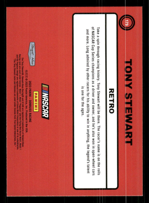 Tony Stewart 2023 Panini Donruss Racing Retro 1990 Base Back of Card