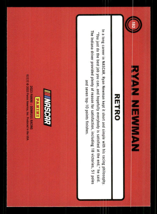 Ryan Newman 2023 Panini Donruss Racing Retro 1990 Base Back of Card