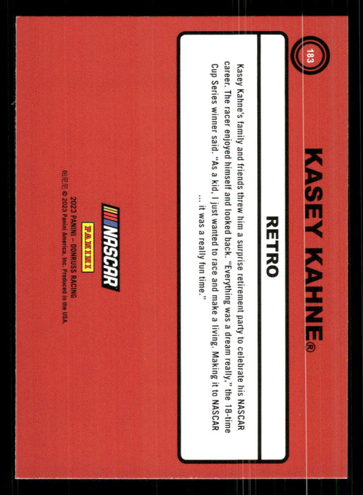 Kasey Kahne 2023 Panini Donruss Racing Retro 1990 Base Back of Card