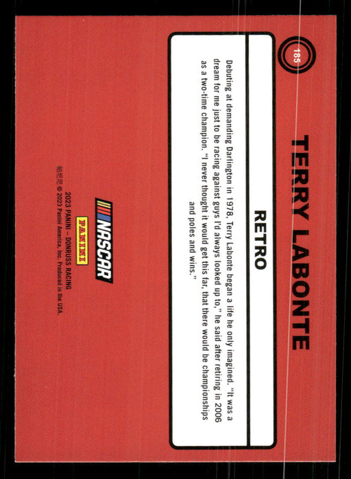Terry Labonte 2023 Panini Donruss Racing Retro 1990 Base Back of Card