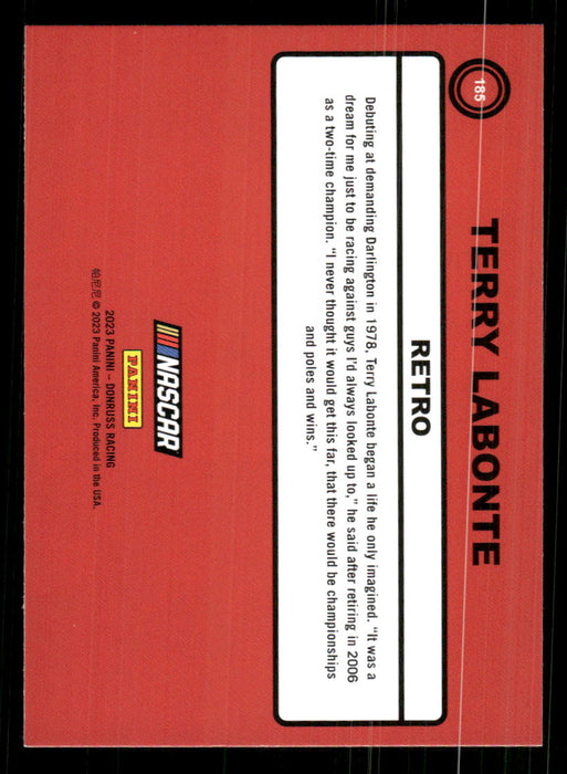 Terry Labonte 2023 Panini Donruss Racing Retro 1990 Base Back of Card