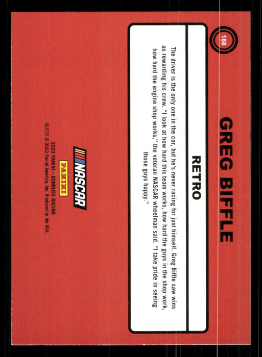 Greg Biffle 2023 Panini Donruss Racing Retro 1990 Base Back of Card