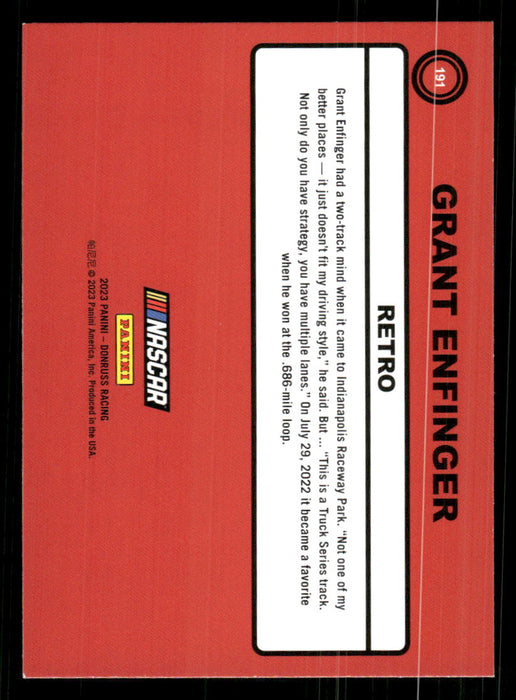 Grant Enfinger 2023 Panini Donruss Racing Retro 1990 Base Back of Card