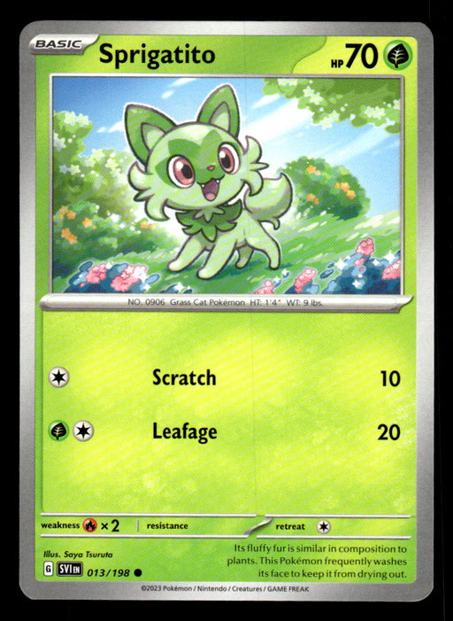 Sprigatito Pokemon TCG Scarlet and Violet Base Set Front of Card