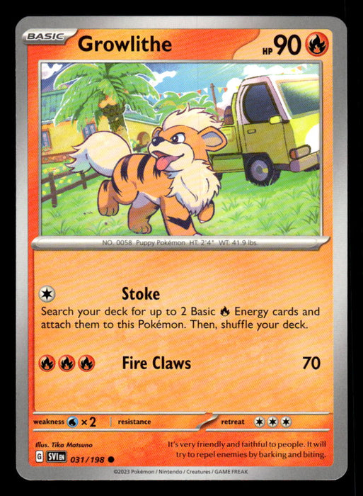 Growlithe Pokemon TCG Scarlet and Violet Base Set Front of Card