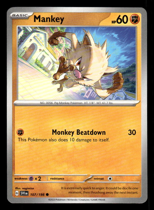 Mankey Pokemon TCG Scarlet and Violet Base Set Front of Card