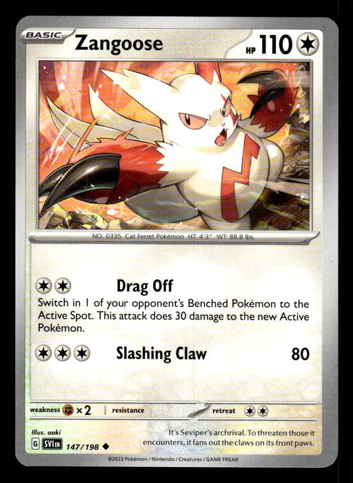 Pokemon TCG Scarlet and Violet Zangoose # 147 Base Set Uncommon Collectible Craze America Pokemon TCG Scarlet and Violet Zangoose # 147 Base Set Uncommon Collectible Craze America