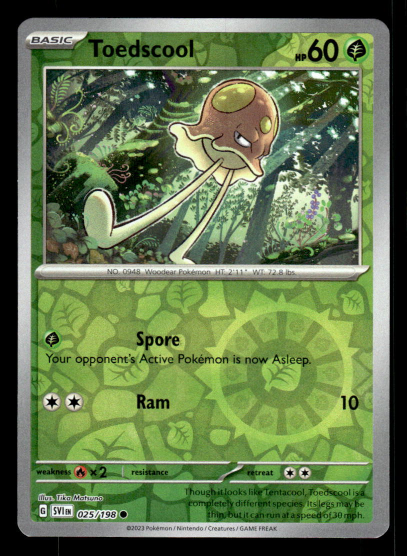 Pokemon TCG Scarlet and Violet Toedscool # 25 Reverse Holo Common —  Collectible Craze America