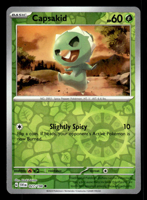 Pokemon TCG Scarlet and Violet Capsakid # 27 Reverse Holo Common Pokemon TCG Scarlet and Violet Capsakid # 27 Reverse Holo Common