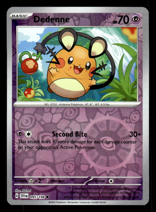 Dedenne Pokemon TCG Scarlet and Violet Reverse Holo Front of Card