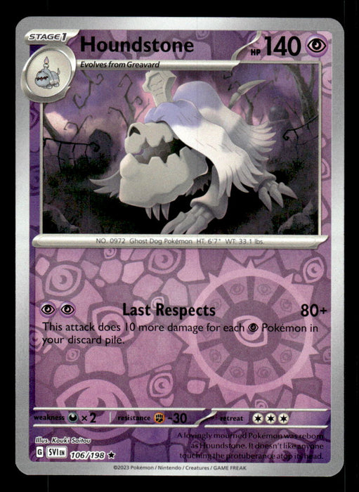 Houndstone Pokemon TCG Scarlet and Violet Reverse Holo Front of Card