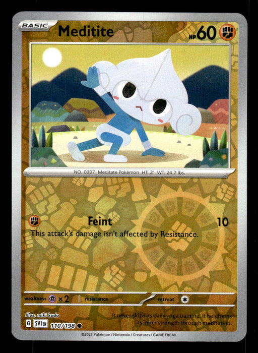 Meditite Pokemon TCG Scarlet and Violet Reverse Holo Front of Card